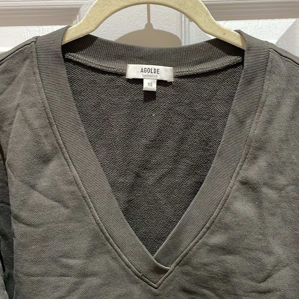 Agolde low vneck balloon sleeve sweatshirt - Picture 3 of 15